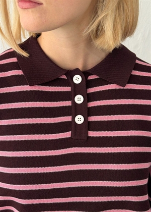 Adanne stripe polo bluse Bordeaux/PInk Boii Studios
